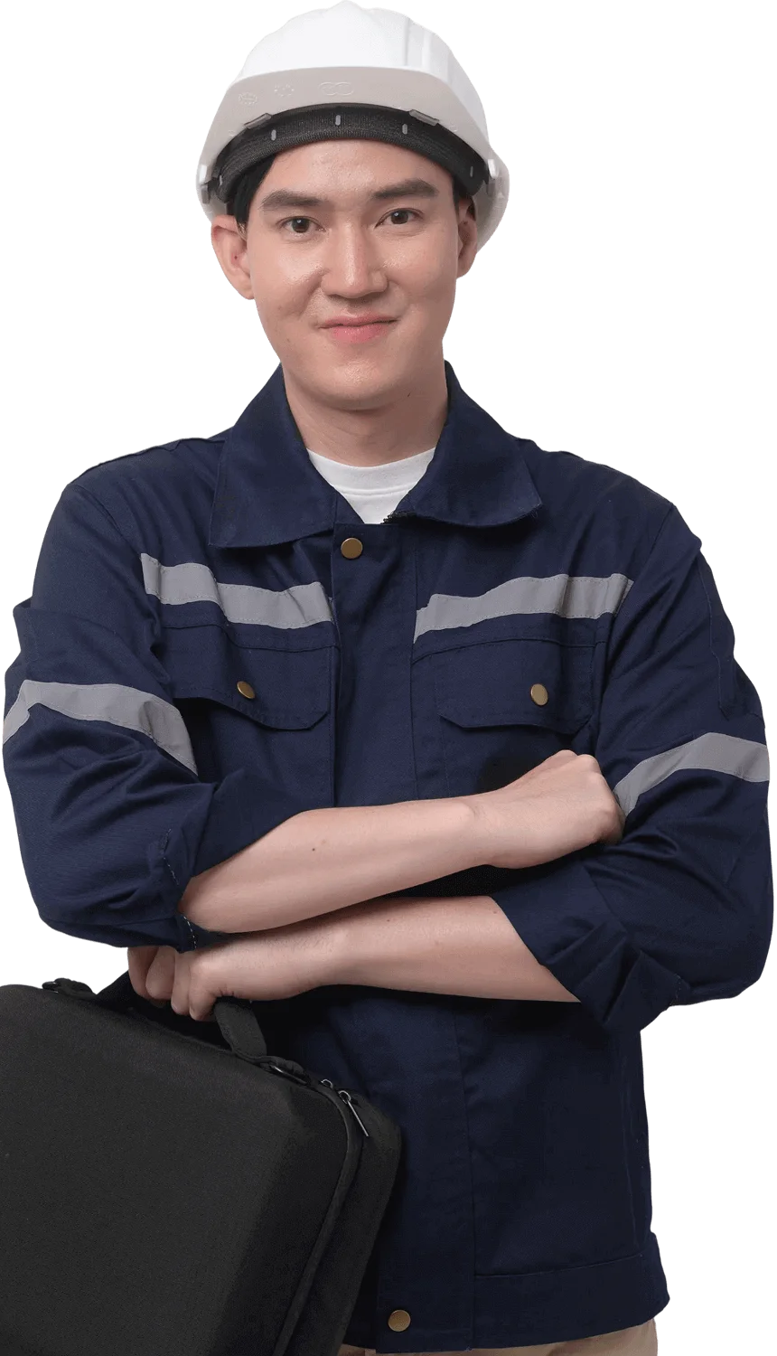 portrait of male engineer wearing a protective hel 6HFCM49